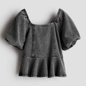 H&M Denim-look Peplum Blouse 4-6